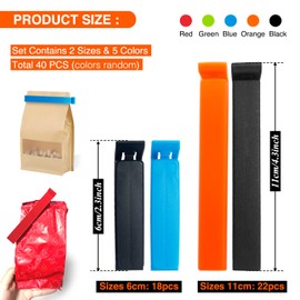 ANMOYIXIA Sealing Clips, Pack of 20, Bag Sealing Clips for Bags, Fresh Clips Bag Clips Clips 9/11 cm, Colourful Clips for Packaging (40 Pieces (6 Colours))