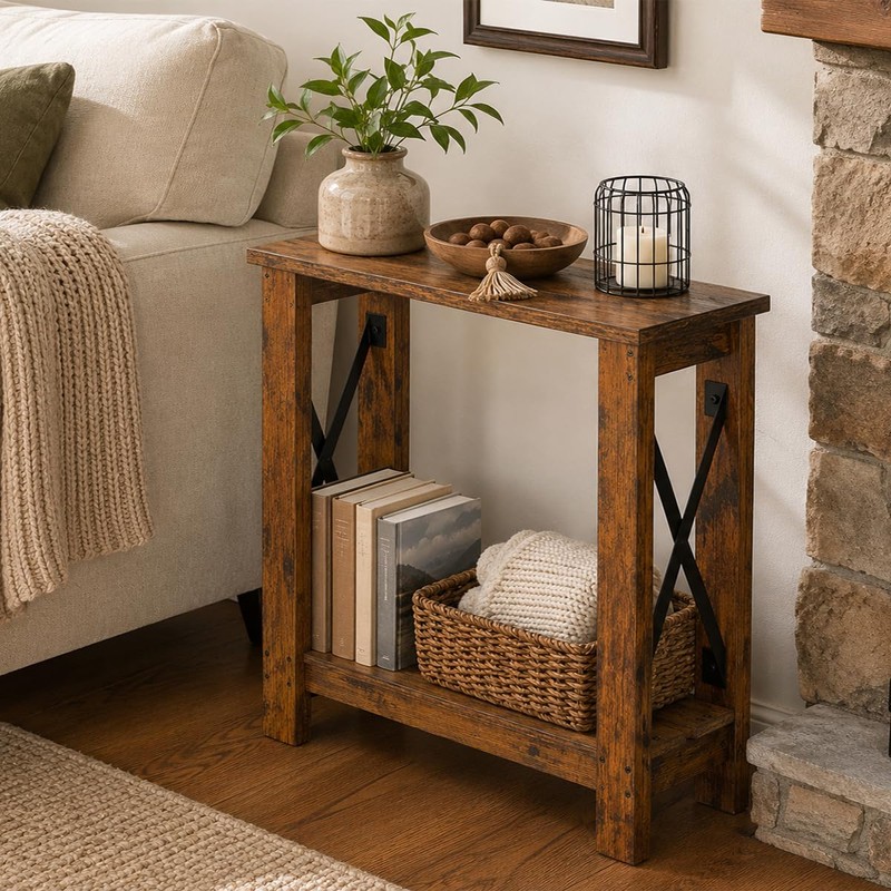 ZEXVIDA Slim Side Table, 6.6 Inch Ultra Narrow End Table