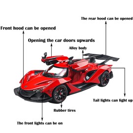 Toy Car Model Apollo IE 1/24 Red Alloy Collectible Diecast Vehicles with Lights and Sounds