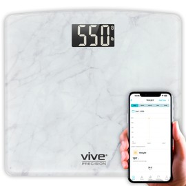 Vive Smart Body Weight Scale (500lbs Capacity) - Heavy Duty Bariatric Digital Scale for BMI - Plus Size, Large Display - Bathroom Device for Health Extra Wide Base & Smartphone Connectivity