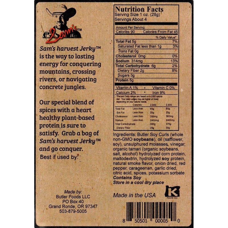 Sam's Harvest Jerky - Original Recipe, 4 oz. Bag (Pack