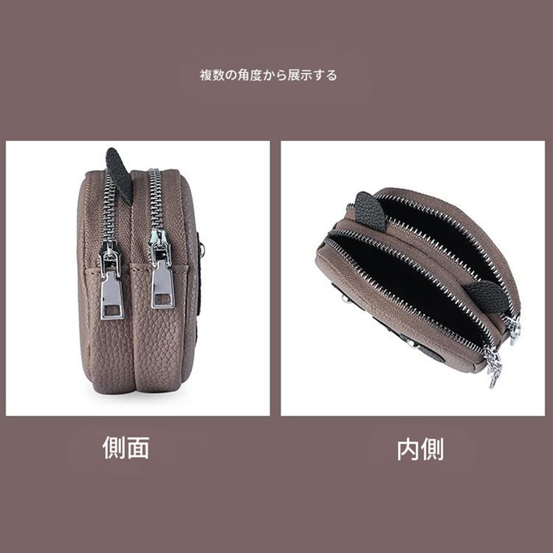 LOHGOU Panda Shape Double Zipper Coin Purse Coin Case PU