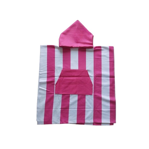 Childrens Hooded Poncho Towel Kids Girls Boys Striped Swim Changing