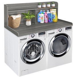 Royxen Laundry Countertop with 20“ Shelf Universal Fit, Washer and Dryer Countertop with Storage Space, Eucalyptus