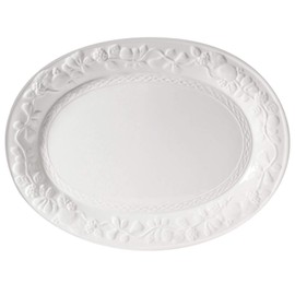 Unknown1 18.75 Inch Oval Platter White Country Casual Stoneware 1 Piece Dishwasher Safe