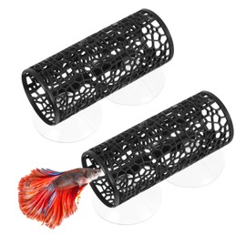2Pcs Betta Tunnel - Black Betta Fish Toys, Safe Bettas Fish Tank Accessories, Bettas Hideout for Small Fishs & Shrimp