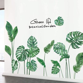Amaonm Creative Girls Nursery Room Wall Decoration art Decor Decals 3D DIY Green Plants Fresh Leaves Peel Stick Wall Stickers Murals Paper for Kids Baby Bedroom Living Room Office Bathroom Wall Corner