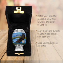 Bald Eagle Cremation Urns for Human Ashes Adult for Funeral, Burial, Columbarium or Home, Cremation Urns for Human Ashes Adult 200 Cubic Inches (Majestic Bald Eagle, Small / Keepsake)