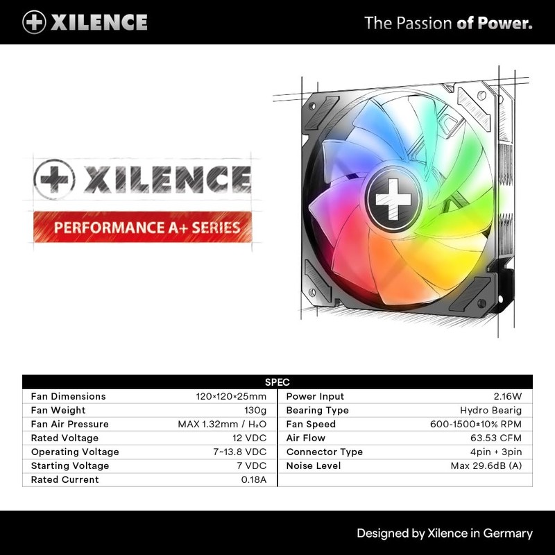 XILENCE Fan 120 x 120 Performance A Reverse ARGB White