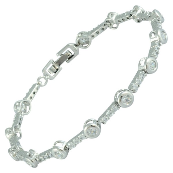 Riva Tennis Bracelet [18 cm/7 Inch] with Round Cut Gemstone