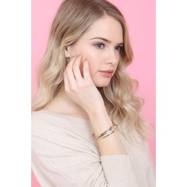 RIAH FASHION Inspirational Letter Bar Metallic Bangle - Positive Message Engraved Delicate Cuff Bracelets Love Jewelry Gift (Minimal Bar - Live Laugh Love/Rose Gold)