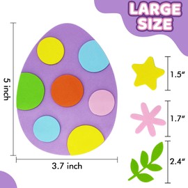 Hifunwu 24 Pcs Foam Easter Eggs for Crafts Easter Foam Stickers Crafts Party Favors Supplies