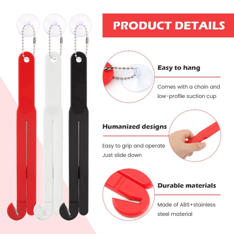 6pcs Food Bag Opener – Steel Blade, Pouch Squeezer w/Chain