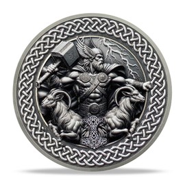 Thor’s Chariot & Twin Goats Viking Coin Set | Norse Mythology Commemorative Coin with Capsule, Display Stand & Card | Faith-Inspired Gifts for Strength and Valor for Men & Women