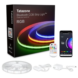 Tatazone 32.8ft Bluetooth RGB COB Led Strip Lights with Remote, Dimmable Smart App Led COB Light Strip, Color Changing Music Sync, Indoor RGB Led Lights for Bedroom, Home Decor, Party
