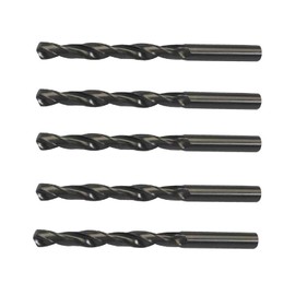 Dapetz ® 5pcs HSS-R Jobber Drill Bits 12mm High Speed Steel 4341 Roll Forged Straight Shank Twist Drill Bits Black Oxide For Metal Steel Plastic Wood