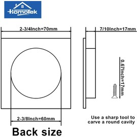 HOMOTEK 2 Pack 2-3/4 Inch Square Recessed Sliding Closet Door Finger Pulls, Diameter 2-3/8 Inch(60mm) Stainless Steel Flush Handles for Pocket Door, Bypass Barn Door Drawer Pulls(Black)