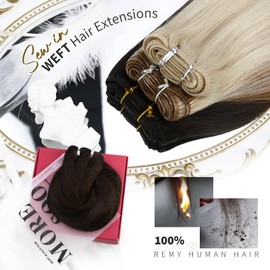 Moresoo Weft Hair Extensions Real Human Hair Dark Brown Human Hair Weft 20 Inch Sew in Hair Extensions Double Weft 20 Inch 100g/Pack #4