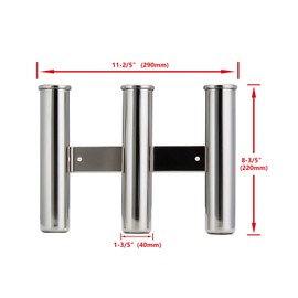 Marine Boat 304 Stainless Steel Wall/Side Mounted 3 Rod Rack Fishing Rod Holder