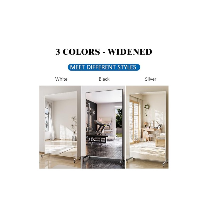 Fitcleer Floor Mirror 360° Swivel Rolling Base with Lockable Wheel，Compatible