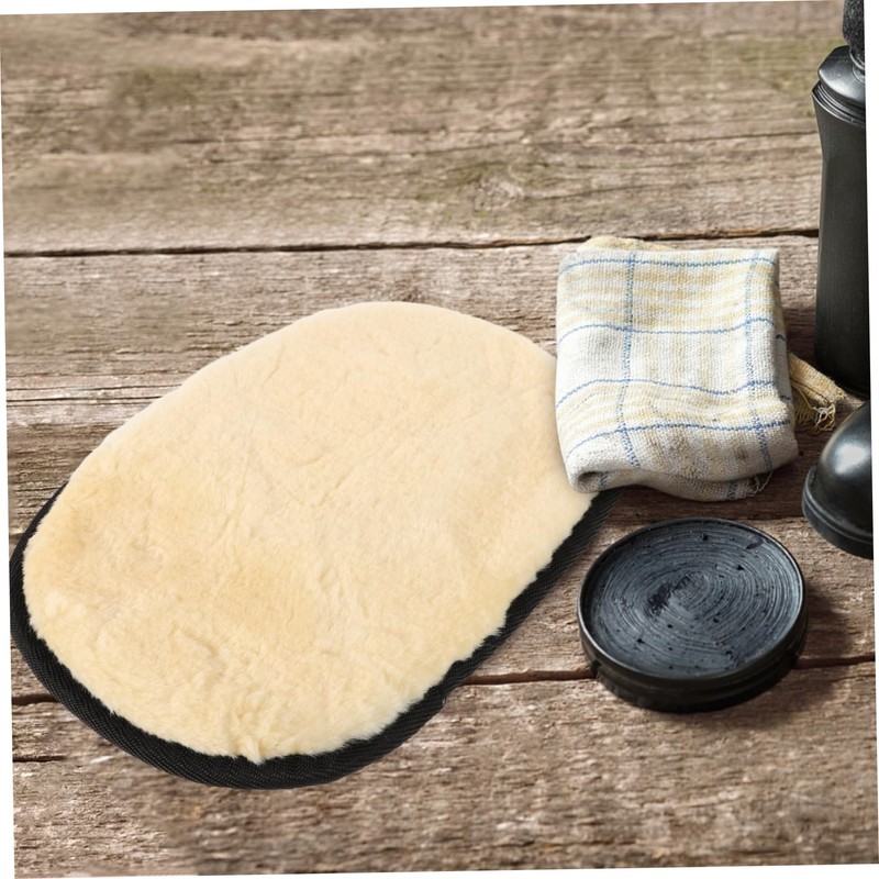Mikinona Leather Boot Buffing Pad Shoe Polishing Glove Faux Lambswool