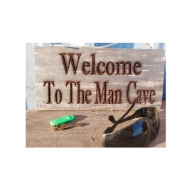 Unbranded "Welcome to the man cave/ Go away" double sided reclaimed cedar wood signs