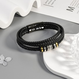 CheersLife Valentine's Day Gifts for Him An Meinen Mann Ich Liebe Dich Gifts for Men Leather Bracelet Men with Engraving Love You Forever Birthday Gift for Men Partner Gifts Husband, Leather,