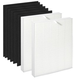 Air108 Replacement Filters Compatible With Oreck AirInstinct Air Purifier 75, 100, 108, 150, 200, 2 Filters and 6 Carbon Pre-Filters (1)