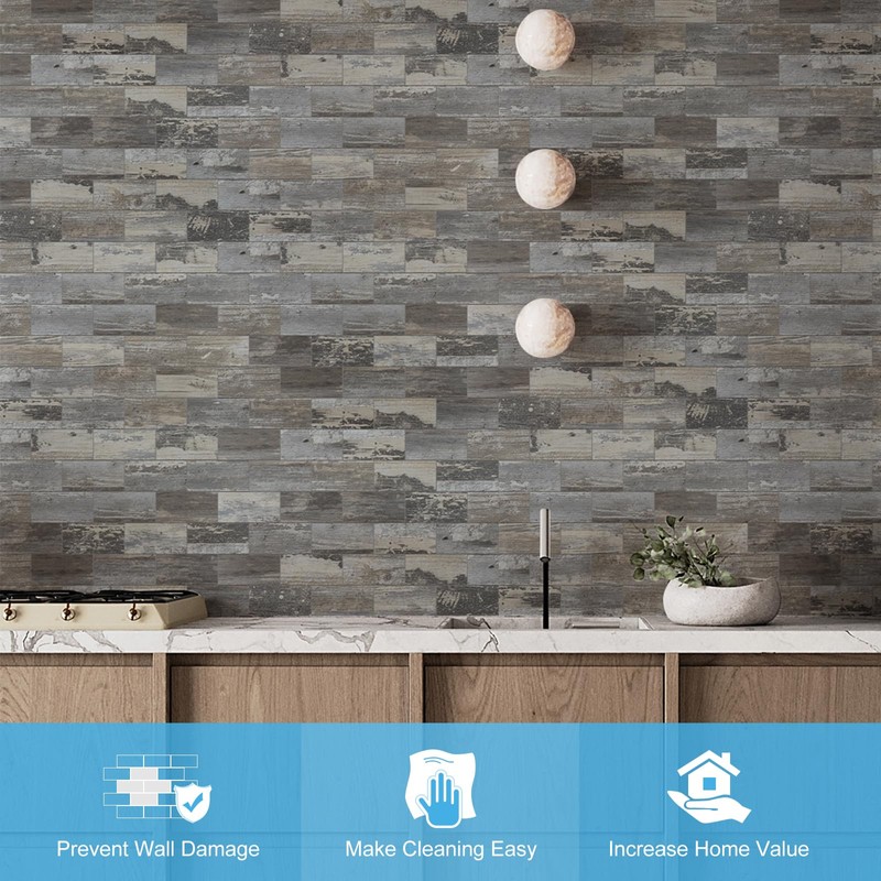 V-MOZZA 100-Piece Faux Stone Peel and Stick Backsplash Tile, Waterproof