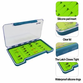 Aventik Fly Fishing Boxes Silicone Super Slim Fishing Storage Fishing Tackle Case Waterproof Best Pocket Sizes (Deep Blue, 3 Pack:7.36"X4.02"X0.63")