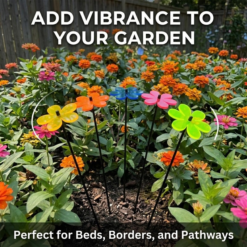 5pcs Garden Flower Stakes, Daisy-Style