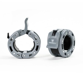 Barbell Collars (Pair) – Locking 2" Olympic Size Weight Clamps - Quick Release Collar Clips – Bar Clamps Great for Weight Lifting, Olympic Lifts and Strength Training (Grey V2)
