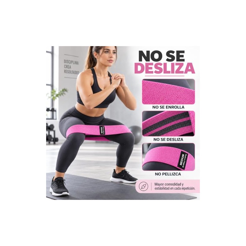 Bandas de Resistencia para Ejercicio, Set de 3 de Tela