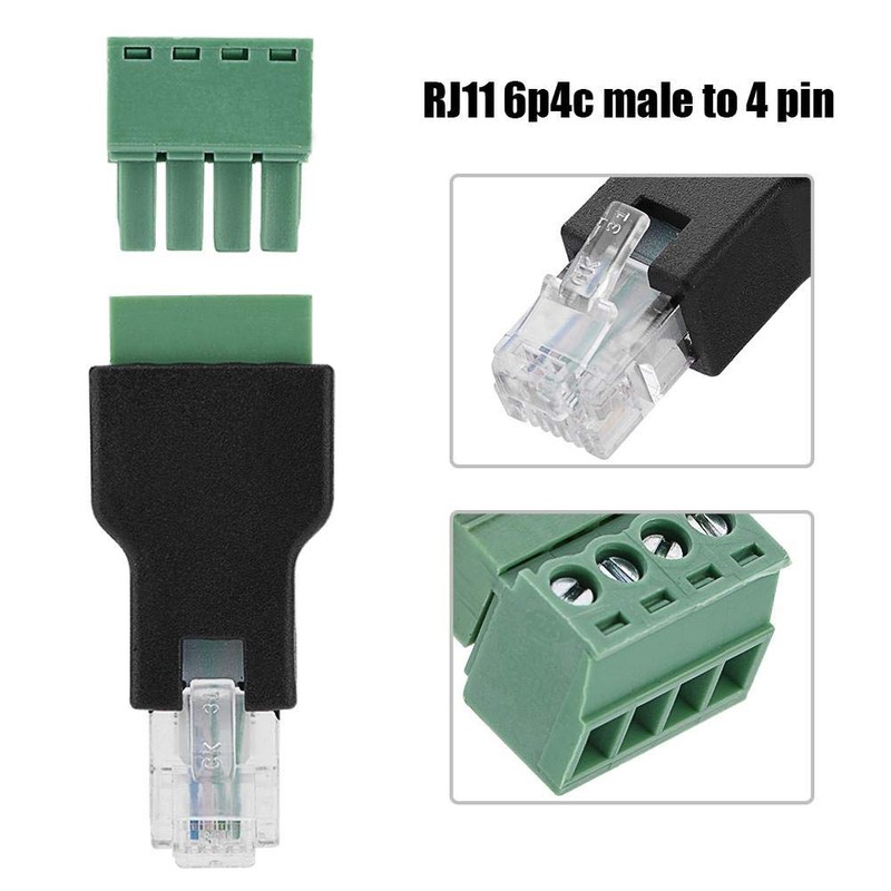Dingln Ethernet Connector RJ11 6P4C Male to 4 Pin Screw