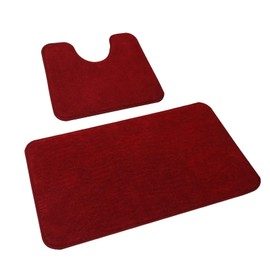 Rururug Bath Mat Set Washable Microfiber Bathroom Mat Sets 2 Piece Non-Slip Bath Mats for Bathroom and Toilet Mat, Red Bathroom Rug 50x80cm+50x40cm