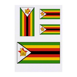 4 x 'Zimbabwe Flag' Temporary Tattoos - Water Resistant, Skin-Safe, Non-Toxic Transfers, Mixed Sizes (TO00014551)