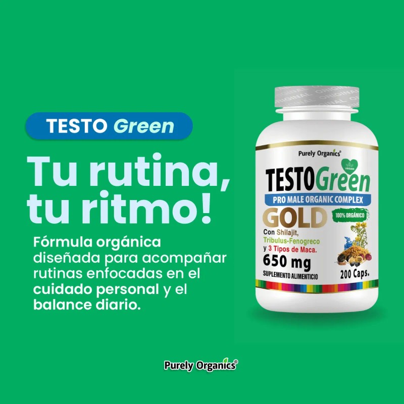 TestoGreen Gold | Pro Male Organic Complex | 200 Cápsulas