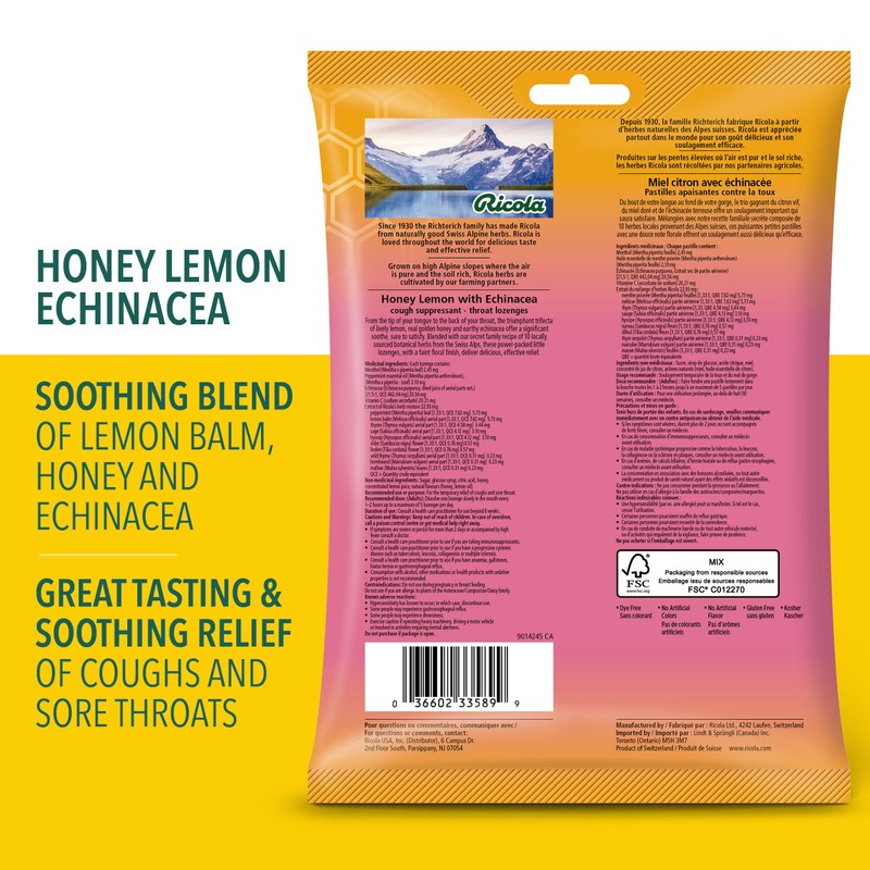 Ricola Honey Lemon Echinacea Cough Drops