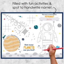 Big Dot of Happiness Blast Off to Outer Space - Paper Rocket Ship Birthday Party Coloring Sheets - Activity Placemats - Set of 16