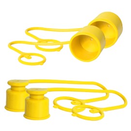 2 Set, 1/2 Skid Steer Attachments Flat Face Tractor Hydraulic Coupler Male Dust Cap and Female Plug Cover, ISO 16028 Hydraulic Quick Disconnects Port Plug Fittings (Yellow)