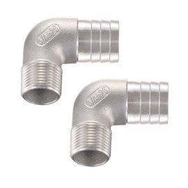 SNUTUYA 304 Stainless Steel 1" Hose Barb x 3/4" Male NPT 90 Degree Elbow- Home Brew Pipe Fitting，lead-free，2 pcs
