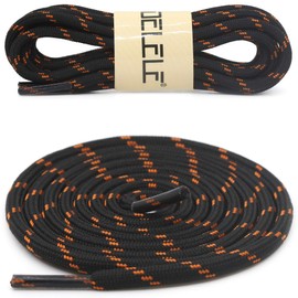 DELELE 2 Pair Thick Round Climbing Shoelaces Black Orange Dots Hiking Shoe Laces Boot Laces 49.20 inch