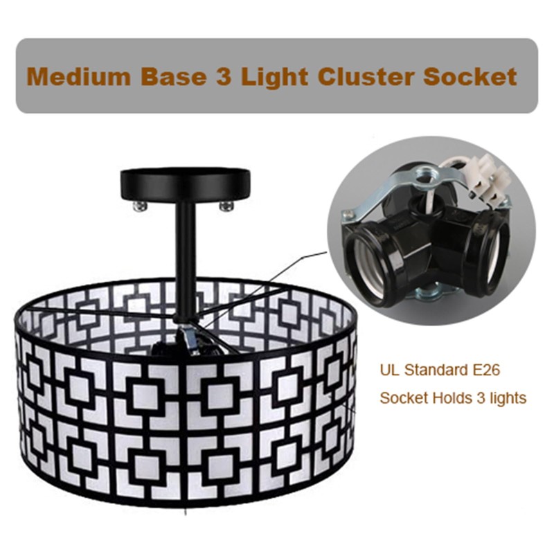 Medium Base 3 Light Cluster Socket,TWDRTDD Phenolic Multi-Cluster Incandescent Lampholder,
