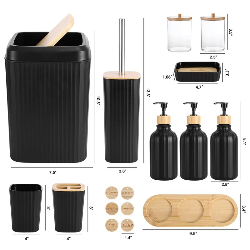 XLHOMO Black Bathroom Accessories Set 17PCS Bathroom Set with 3PCS