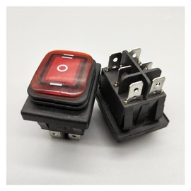 Rocker Switch 1pcs Kcd4-203 20A / 250VAC 30x22 Waterproof Rocker Switch 6-pin DPDT on Off on 12V 220V red Green LED Light Rocker Switch (Color : Rojo, Size : 220V)