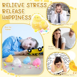 Meooeck 12 Pcs Stress Relief Toys Mini Animal Toys for Stress Relief Cute and Fun for Birthday, Christmas, Office, Stocking Stuffer Gift(Cute Color,Chicken)