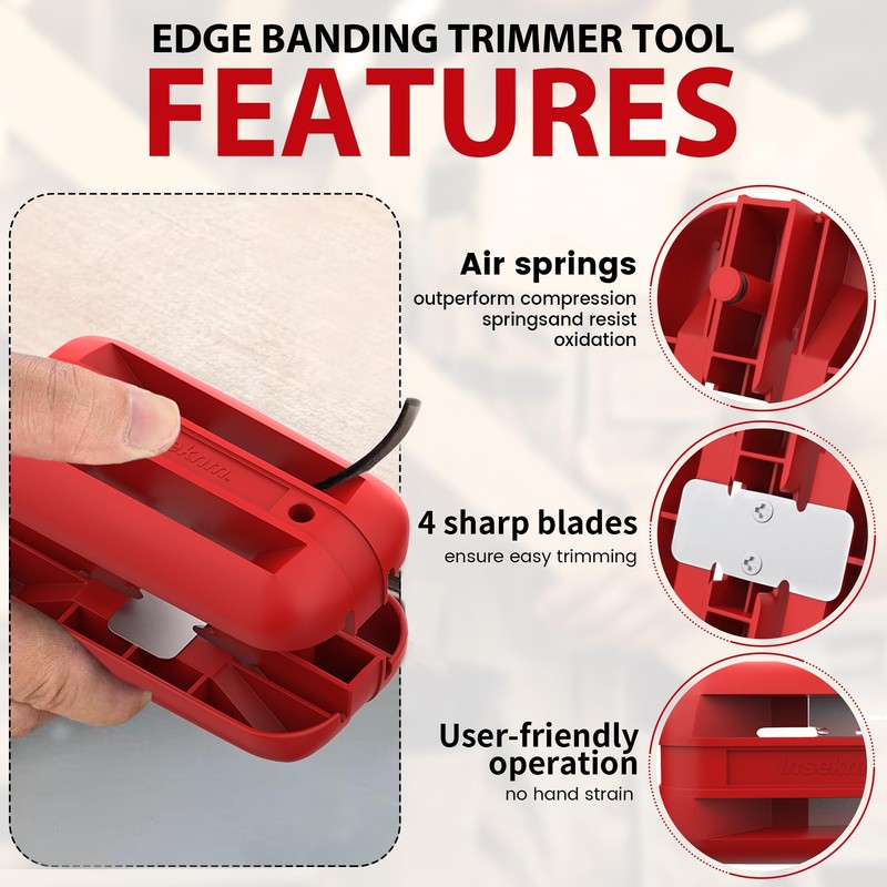 Inseknm Edge Banding Trimmer with Tungsten Carbide Blades, Hand Planer