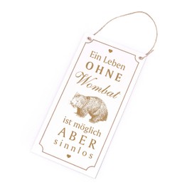 Engraved Door Sign with German Text "Ein Leben ohne Wombat ist sinnlos" [German Language] 10 x 20 cm