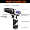 12V Cordless Drill Set, Electric Power Drill Kit with 1.3Ah