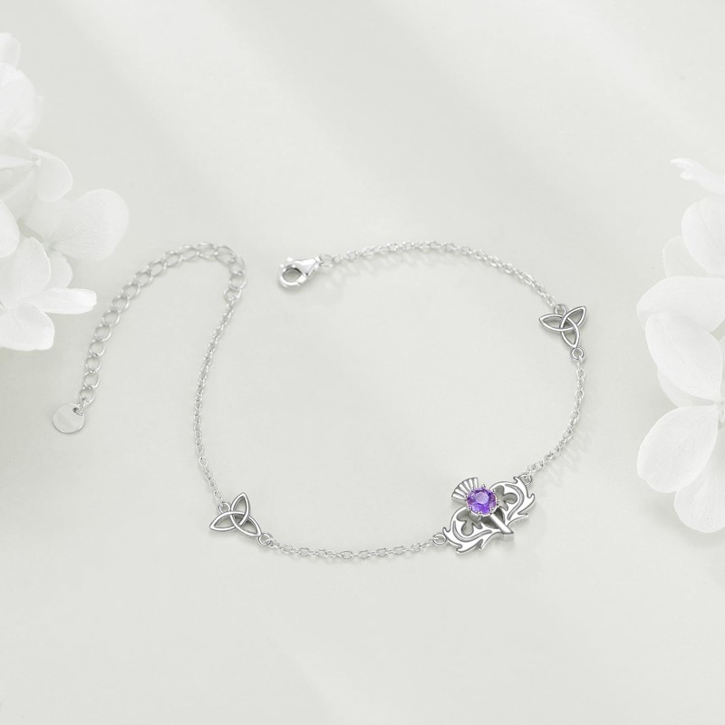 URONE Scottish Thistle Bracelet 925 Sterling Silver Scottish Bracelet Celtic
